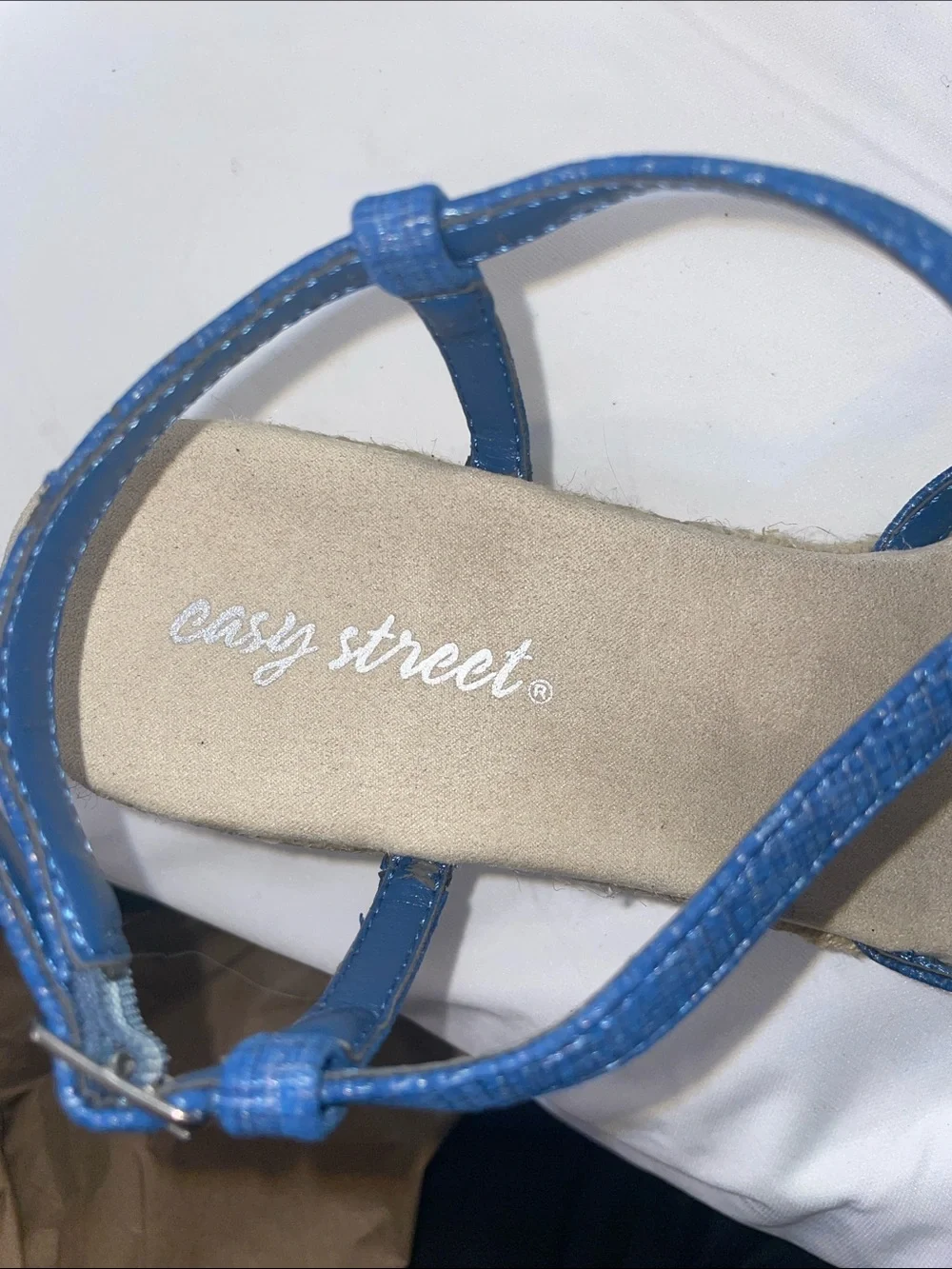 Blue Strappy Espadrille Wedge Sandals - Women